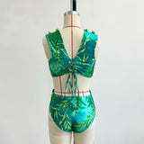 2026 New Elegant Women Swimsuit With Skirt High Waist Swimwear Cover-up Female Skirts Fashion Printed Dress Beachwear