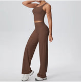 2PCS Yoga Set Women Tracksuit Nude Feeling Workout Sets Gym Clothes Push Up Fitness Running Sportswear Sport Straight tank suit