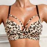 Sexy Leopard Print Bra for Women Push-up Anti-sagging Wire-free One-piece Bras for Small Breasts