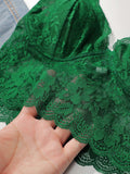 European and American green lace lingerie camisole vest women's gathering bra sexy breathable thin women's braissere MR2641