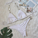 DEKA Diamond Bikini Set Brazilian Rhinestones Halter Women Swimwear Female Swimsuit Two-pieces Bikini Bather Bathing Suit Swim
