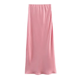 Foridol Autumn Winter Burgundy Satin Skirt Women Party Silk Skirt High Waist Straight Long Faldas Mujer Christmas Skirt