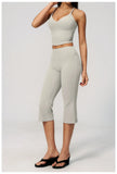 Summer New Yoga Clothing Women Solid V Neck Slim Sports Tank Top Athletic Wear High Waist Butt Lift Mid Pants Gym Fitness Suits