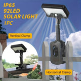 Clip-on Solar Outdoor Lights 92 LED Solar Motion Sensor Light 4 Lighting Modes Waterproof LED Street Light for Yard Garden Fence