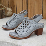 Retro Hollow Out Thick Heeled Sandals for Woman Summer Lightweight High Heels Sandals Women Plus Size Outdoor Platform Sandles