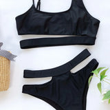 Bikini 2026 Sexy Swimwear Swimsuit Women Solid Hollow High Waist Red Bikinis Set Bathing Suit Beach Bikini Trajes De Bano Mujer