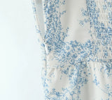 Bowknot Printed Women's Dresses Summer Casual Beach Strap Midi Dress Female Boho Light Blue Buttons Smocked Vestidos 2025