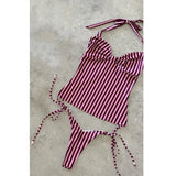 Striped Two Pieces Bikini Swimsuit with Cover Up Swimwear Women Bathing Suit Short Pants Micro Bikini Set Swimming Suits Biquini