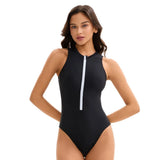 2026 New Zipper One Piece Swimsuit For Women Plus Size Swimwear Solid Bathing Suit Summer Beachwear Swimming Suit For Women 3XL
