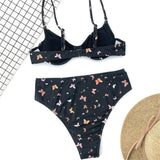 New Sexy Butterfly Printed High Waist Bikini Female Swimsuit Women Swimwear Two-Pieces Bikini Set Bather Bathing Suit Swim V3067