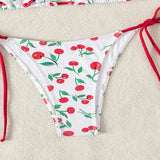 Sexy women cute cherry print halter string micro bikini sets two pieces swimsuit Swimwear bathing suit beach outfits biquini