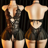 Sexy Hot Bra For Women Lingerie Set Ultra-thin Lace Hollow Bra Set Transparent Crotchless BacklessDress Deep V Open Bra Underwea