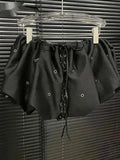 Fashion Women's Solid Color Bandage A-line High Waist Skirt 2026 Summer New Trendy Hole Design Skirts Female Trendy TB02