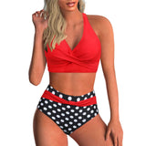 Vintage Hot Pink Gradient Tankini Set 2026 Women Bikini Cross Push Up High Waist Swimsuit Beach Bathing Suit Two Piece Swimwear