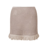 Summer Women's Knit Mini Skirt Solid Color Plush Tassel Trim Pencil Skirts Going Out Bohemian Beach Sexy Skirts
