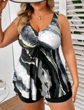 VigoJany 2026 Sexy Strapped 2 Piece Plus Size Tankini Set Women Print High Waist Curvy Swimsuit Brazilian Lady Big Bathing Suit