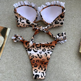 DEKA Bandeau Bikini Women's Sexy Push Up Set Two Piece Swimsuit Floral Bathing Suit Swimwear Summer Beachwear