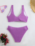 High Waist Bikini 2026 Women Sporty Swimsuit Solid Sexy Striped Swimwear Female Bathers Bathing Swimming Swim Suit Beachwear