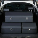 Car Trunk Organizer Organizers And Storage Suv Faux Leather Foldable Trunk Multi-Compartment Adjustable Auto Grocery Storage Box