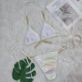 DEKA Shiny Diamond Chain Bikinis Set Mujer Two Pieces Crystal diamond Swimsuit Women Thong Swimwear Sexy Halter Swimsuit