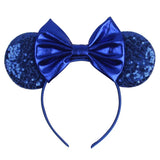 Disney Mickey Mouse Ears Leopard Print Headbands for Girls Baby Women Sequins 5"Bows Hair Accessories Adults Hairbands Kids Gift
