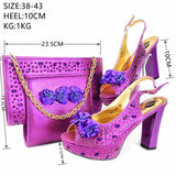 Doershow New Arrival African Wedding Shoes and Bag Set gold Color Italian Shoes with Matching Bags Nigerian lady party  HJK1-14