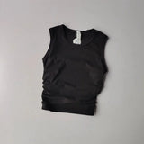 Women's Summer Nude I-Shaped Yoga Sports Vest Slimming Quick Dry Pleated Top for Fitness And Sports Activity