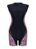 2026 Zipper Rushguard Sleeveless Slim Swimsuit Women One Piece Swimwear Female Bather Bathing Swimming Swim Surf Suit Beachwear