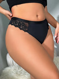 Women's Oversized Comfortable Breathable Triangle Pants Solid Color Four Season Underwear Sexy Lace Bra Z2516
