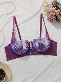 High-quality purple embroidered lingerie sexy semi-transparent bra sexy brassiere women's underwear YS2933