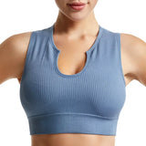 New Sports Bra Women Sexy Deep U-neck Push Up Gym Jogging Yoga Fitness Shockproof Vest Crop Tops Female Sport Bras Set for Women