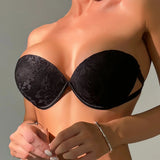 Ladies' invisible shoulder strap seamless comfortable lace solid color steel ring bra anti sagging underwear sexy Lingerie A2150
