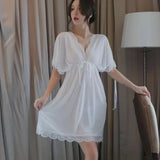 Sexy Nightgowns Women's Silk Lace Clothes for Sleepwear Pajamas Nightwear Hot Romantic New Woman Summer Sleep Offer Top Dress
