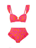 3 Pieces Push Up Bikini 2026 High Waist Swimsuit & Skirt Sexy Ruffle Swimwear Women Bathing Swimming Swim Suit Female Beachwear