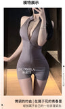 Sexy Schoolgirl Two-way Zipper Open Chest Crotch Bodysuits Deep V Suspenders Sleeveless Bodysuits Charming Thin Casual Hot 15T6