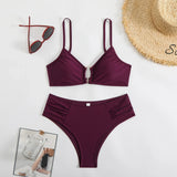 2025 U-wire Bikini Women Sexy Strappy Swimwear Female Solid Swimsuit Bathers Bathing Swimming Swim Suit Beachwear
