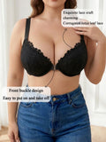 Plus Size Lace Women's Bra Front Closure Push Up Underwire Brassiere Wide Strap Comfortable Thin B C D E Cup Bra Women