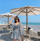 New women's swimsuit split bikini three-piece boxer long-sleeved spa swimsuit