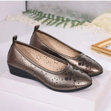 Comfortable Flat Bottom Mom ShoesSoft Surface  Work Casual Women's Footwear Breathable Hollow