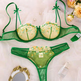 French-style floral embroidery lace lingerie set,sexy and pure desire sheer bra support,Valentine's Day party
