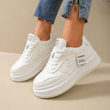 Fashion Thick Platform Sneakers for Women Spring Lace Up Pu Leather Sneakers Woman Anti Slip Thick Sole Vulcanized Shoes Female