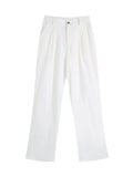 Foridol White Cotton Linen Long Pants Set Sleeveless Vest Pants Suit Office Lay Autumn Summer Wide Leg Casual Fashion Set Outfit