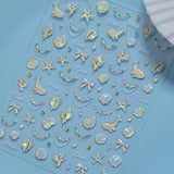 5D Deep Sea Fish Nail Art Stickers Shimmery Bubble Colorful Marine Life Nail Decals Summer Ocean Self Adhesive Manicure Decal