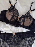 French Style Lace Bra Set Women Sexy Underwear Push Up Seductive Lingerie Set Summer Breathable Comfortable Easy Thin Bralette