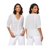 Women's Summer Blouse Solid Color Ruffle Flounce V Neck Short Sleeve Button Down Tops Casual Loose Shirts