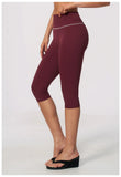 Hip Lifting Midi Length Yoga Pants Women Contrast Color Gym Sports High Waist Capri Trousers Breathable Fitness Running Leggings