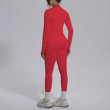 Women's Seamless Yoga Sets Sports Fitness Zipper Long-Sleeve Jacket Slim-fit Hip Lift Pants Suits Workout Training Gym Sets