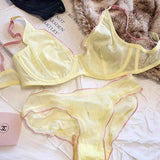 Elegant French Design Minimizer Bra Fashion Triangle Cups Structural Support Ultra Thin Soft Mesh Lingerie Set MOYISU Sexy Tushy