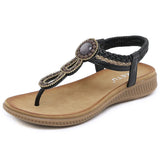 2026 New Shoes for Women Bohemia Crystal Sandals Women Shoes Rhinestone Lady Flip Flops Pearl Slip on Flat Beach Shoes
