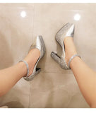 Spring and Autumn New Pattern Fashion European Style Super-high Heel Women's Shoes Banquet Sequin Sexy High-heeled Women Shoes